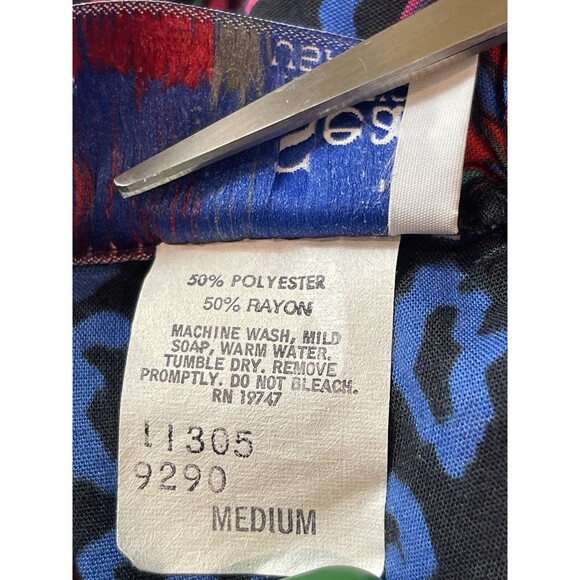 Land And Sea Vintage Ames Bold Blue Pink Floral Midi Elastic Waist Skirt M NWT - Picture 8 of 12